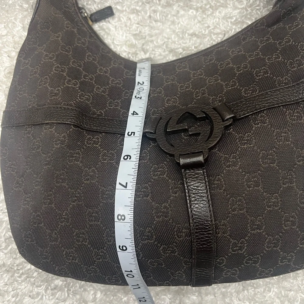 GUCCI Brown GG Canvas Hobo Handbag